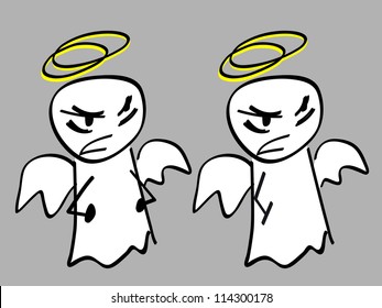 Icon of the angry angel shaking with fists. It funny with the warped face.