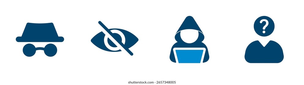 Icon of anonymity, hidden, hacker, stranger. Solid vector icon.