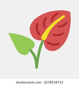 Icon anthurium. Beautiful flowers elements. Icon in flat style.