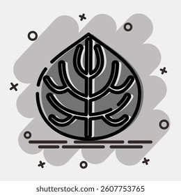 Icon anthurium. Plant leaves elements. Icon in comic style.