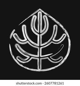 Icon anthurium. Plant leaves elements. Icon in chalk style.