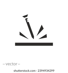 icon of anti scratch surface, damage resistant, impact of a sharp object, scratch from a nail, flat symbol - vector illustration