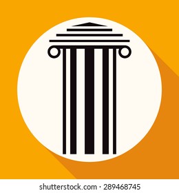 Icon Antique Column on white circle with a long shadow