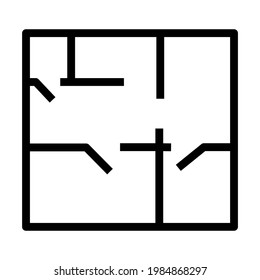 Icon Of Apartment Plan. Editable Bold Outline Design. Vector Illustration.