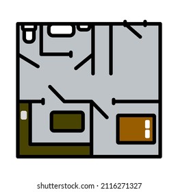Icon Of Apartment Plan. Editable Bold Outline With Color Fill Design. Vector Illustration.