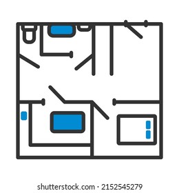 Icon Of Apartment Plan. Editable Bold Outline With Color Fill Design. Vector Illustration.