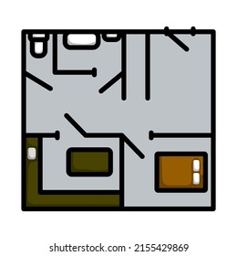 Icono Del Plan Del Apartamento. Contorno de negrita editable con diseño de relleno de color. Ilustración vectorial.