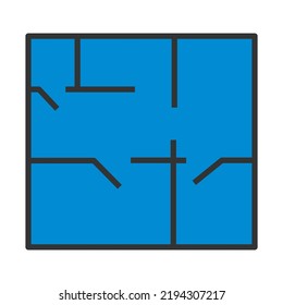 Icon Of Apartment Plan. Editable Bold Outline With Color Fill Design. Vector Illustration.