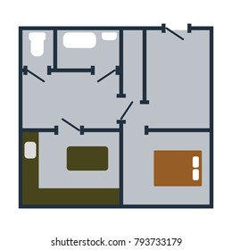 Icon of apartment plan. Flat color design. Vector illustration.