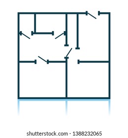 Icon Of Apartment Plan. Shadow Reflection Design. Vector Illustration.