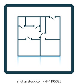 Icon of apartment plan. Shadow reflection design. Vector illustration.