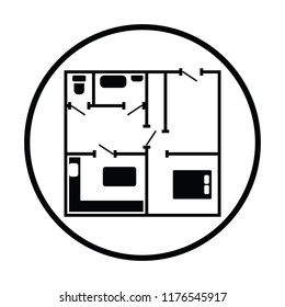 Icon of apartment plan. Thin circle design. Vector illustration.