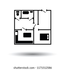 Icon of apartment plan. White background with shadow design. Vector illustration.