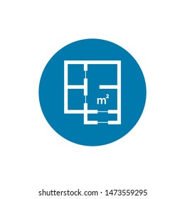 Icon of apartment scheme with square meter designation