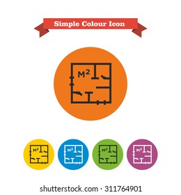 Icon of apartment scheme with square meter designation