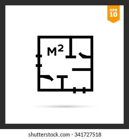 Icon of apartment scheme with square meter designation