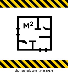 Icon of apartment scheme with square meter designation