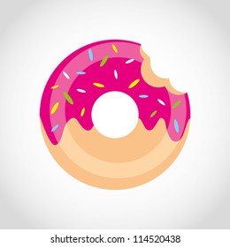 icon appetizing tasty donut with pink glaze isolated on a white background

