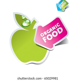 Icon apple with an arrow by organic food. Vector illustration.