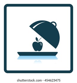 Icon of Apple inside cloche . Shadow reflection design. Vector illustration.