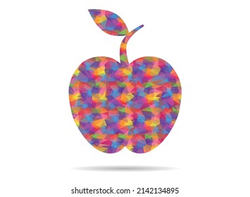 icon apple low poly colorful