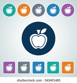 Icon of Apple in Multi Color Circle & Square Shape. Eps-10.