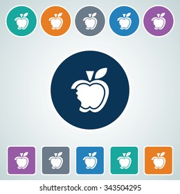 Icon of Apple in Multi Color Circle & Square Shape. Eps-10.