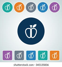 Icon of Apple in Multi Color Circle & Square Shape. Eps-10.
