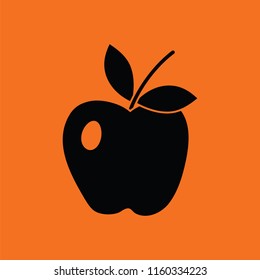 Icon of Apple. Orange background with black. Vector illustration.