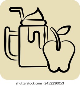 Icon Apple. related to Healthy Food symbol. hand drawn style. simple design illustration