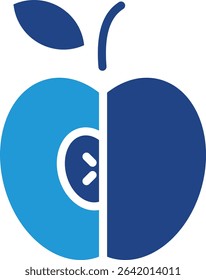 Icon of apple slices containing fiber that helps slow the absorption of sugar into the bloodstream, good for diabetics and as a diet for sufferers.