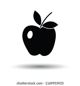 Icon of Apple. White background with shadow design. Vector illustration.