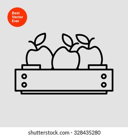Icon of apples in wooden crate