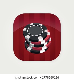 Icon for application on a mobile device or pc with a casino chips. An isolated logo that is great for apps and games.