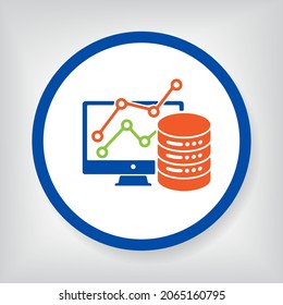 icono Solución de monitoreo de rendimiento de aplicaciones, análisis de investigación de datos de servidores, análisis de almacenamiento de automatización