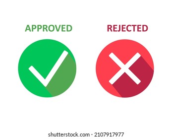 Icon of approval and rejection. Green checkmarks, red cross icons. Do and don't. vector image