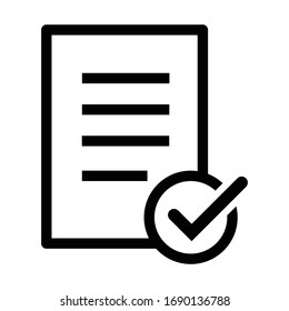 Icon of approved loan. Checklist, file, document. Paperwork concept. Can be used for topics like qualification, business, education