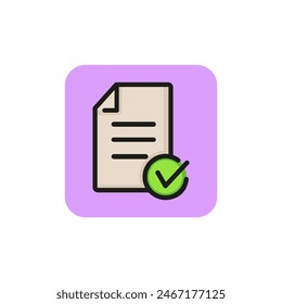 Icon of approved loan. Checklist, file, document. Paperwork concept. Can be used for topics like qualification, business, education