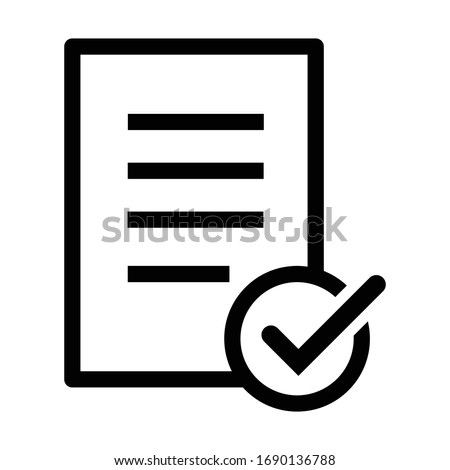 Icon of approved loan. Checklist, file, document. Paperwork concept. Can be used for topics like qualification, business, education