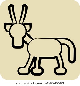 Icon Arabian Oryx. related to Qatar symbol. hand drawn style. simple design illustration.