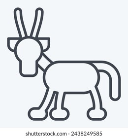 Icon Arabian Oryx. related to Qatar symbol. line style. simple design illustration.