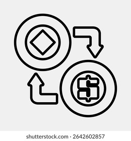 Icon arbitrage. Crypto currency elements. Icon in line style.