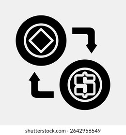 Icon arbitrage. Crypto currency elements. Icon in glyph style.