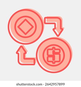 Icon arbitrage. Crypto currency elements. Icon in two tone style.