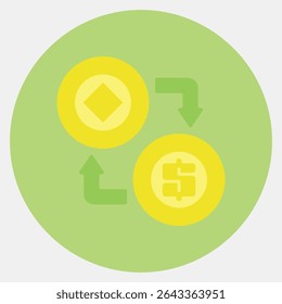 Icon arbitrage. Crypto currency elements. Icon in color mate style.