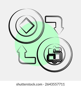 Icon arbitrage. Crypto currency elements. Icon in color spot style.