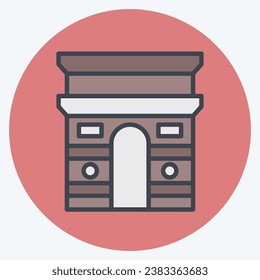 Icon ARC De Triomphe. related to France symbol. color mate style. simple design editable. simple illustration