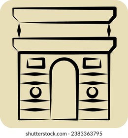 Icon ARC De Triomphe. related to France symbol. hand drawn style. simple design editable. simple illustration