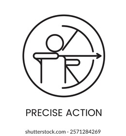 An icon of an archer in vector, symbolizing precise action or accuracy, with an editable stroke.