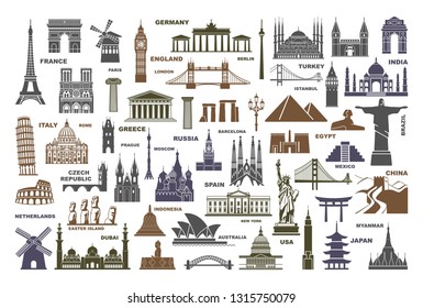 Icon architectural monuments and world tourist attractions